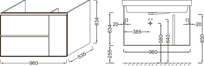 Тумба под раковину Jacob Delafon Soprano 96 EB1334-E15 подвесная Черное дерево