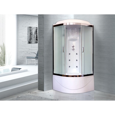 Душевая кабина Royal Bath ВК 100x100 RB100BK3-WC-CH с гидромассажем стекло матовое задняя стенка Белая