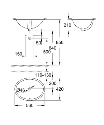 Раковина Grohe Bau Ceramic 56 39423000 Белая