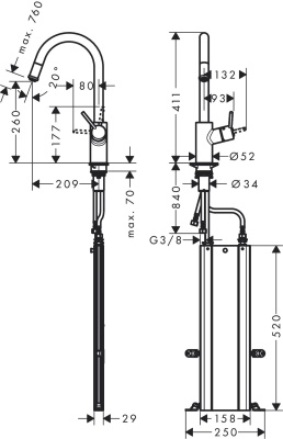 Смеситель для кухни Hansgrohe Talis M5214-H260 73864000 Хром
