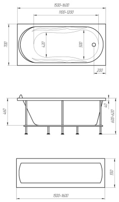 Акриловая ванна Marka One Vita 160х70 без гидромассажа