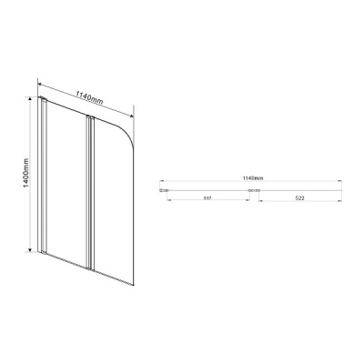 Шторка на ванну Vincea VSB-12114CH-R 114x140 профиль Хром стекло шиншилла