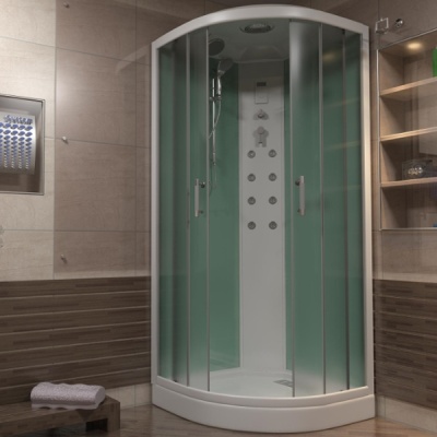 Душевая кабина Bas Адрия 90х90 с гидромассажем стекло Графит задняя стенка Черная