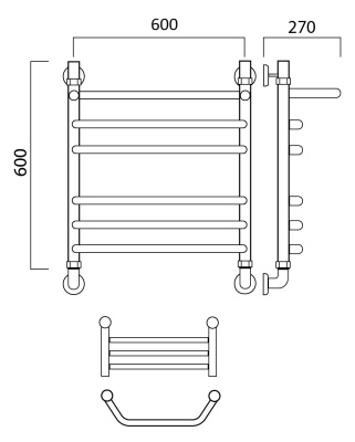 Водяной полотенцесушитель Aquanerzh 04-01A6060 Хром