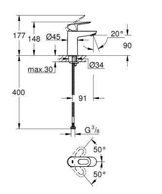 Смеситель для раковины Grohe BauLoop 23337000 Хром