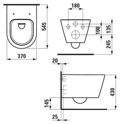 Унитаз Laufen Kartell Rimless 8.2033.6 подвесной без сиденья