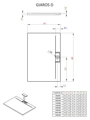 Душевой поддон из искусственного камня Radaway Giaros D 80x100x4 белый