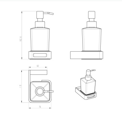 Дозатор для жидкого мыла Boheme Q 10957-CR-B Черный Хром