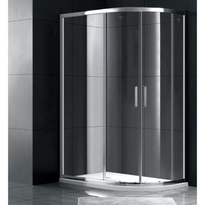 Душевой уголок Gemy Victoria 120х80 радиальный ассиметричный две дверцы профиль Хром стекло прозрачное