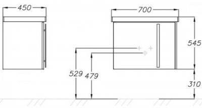 Тумба под раковину Opadiris Стайл 70 Z0000012274 подвесная Белая глянцевая/Дуб орегон
