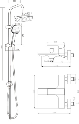 Душевая система Orange M04-944b Черная
