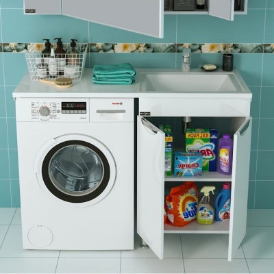 Тумба с раковиной СанТа Лидер 120 R 700218+900105 Белая