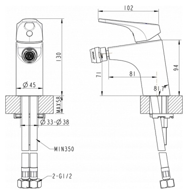 Смеситель для биде Bravat Drop D F348162C Хром