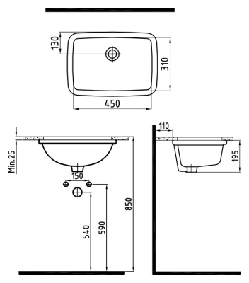 Раковина Bien 45 TPLA04501VD0W3000 Белая