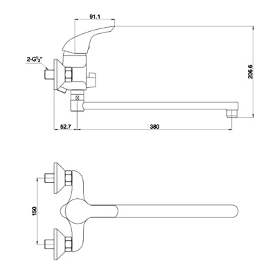 Смеситель для ванны Timo Golf 0175Y-CR chrome универсальный Хром