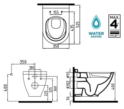Унитаз-биде Bien Harmony HRKA052N1VP1W3000 подвесной Белый с сиденьем Микролифт