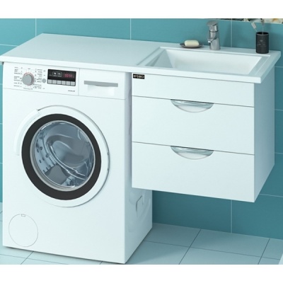 Тумба с раковиной СанТа Лидер 120 R 227002+900105 подвесная Белая