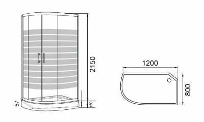 Душевая кабина Parly Super SP121R 120х215 профиль Полированный алюминий стекло тонированное
