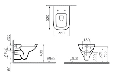 Унитаз Vitra S20 5507B003-0101 подвесной без сиденья