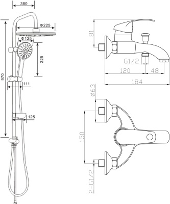 Душевая система Agger Glad A1593500 Хром