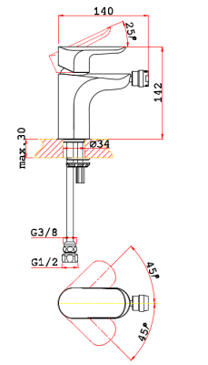 Смеситель для биде VRI Baciano HG900325