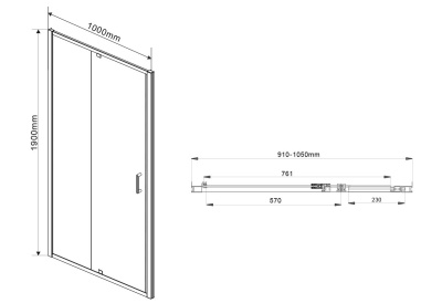 Душевая дверь Vincea Intra VDP-1I9010CL 100x190 профиль Хром стекло прозрачное