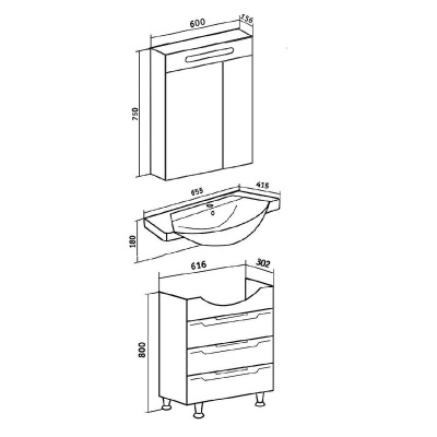 Мебель для ванной Runo Верона 65 Белая