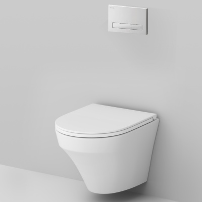 Комплект унитаза AM.PM Inspire C501700SC с инсталляцией I012702 и клавишей I014101 с сиденьем Микролифт и Белой клавишей смыва