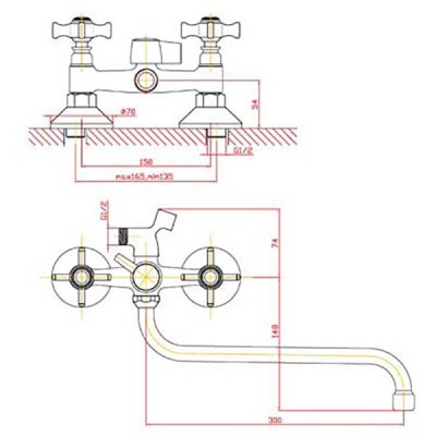 Смеситель для ванны Agger Retro-X A1722200 универсальный Хром