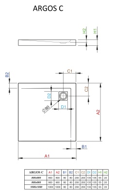 Акриловый поддон для душа Radaway Argos C 90x90x6 белый