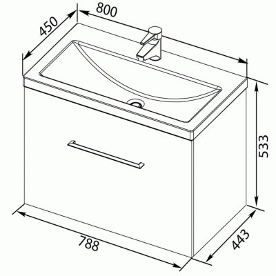 Комплект мебели для ванной Aquanet Порто 80 196677 подвесной Белый