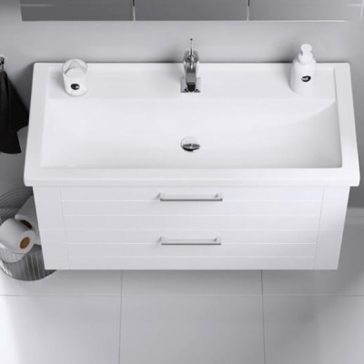 Тумба под раковину Aqwella Манчестер 80 MAN01082 подвесная Белый глянец