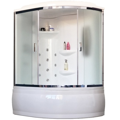 Душевая кабина Royal Bath ALP 140x95 RB140ALP-C-CH-L с гидромассажем стекло матовое задние стенки Белые