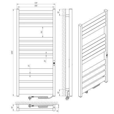 Электрический полотенцесушитель Laris Атлант Премиум ЧК П13 500x120 R 73207478 Белый глянцевый