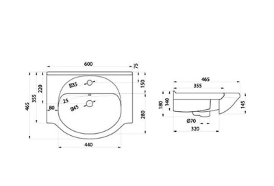 Тумба c раковиной Bellezza Миа 60 Белая