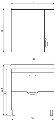 Тумба под раковину АСБ-мебель Миранда 80 11473 Белая