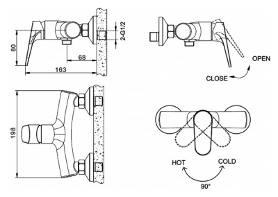 Смеситель для душа Bravat Eler F9191238CP-01-RUS Хром