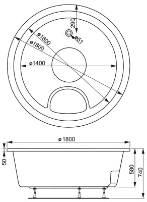 Акриловая ванна Vagnerplast Rondo 180x180 без гидромассажа