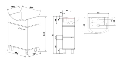 Тумба с раковиной Sanflor Толедо 50 Н0000001273 Венге Северное дерево светлое