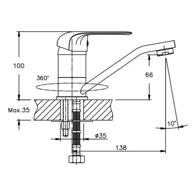 Смеситель для кухни Groft Hansberg 004-15 СМ GF0026 Хром