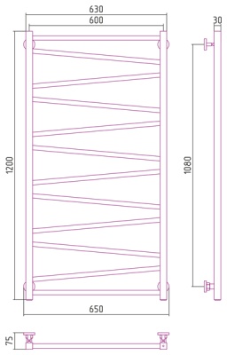 Водяной полотенцесушитель Сунержа Сирокко 1200х600 Хром