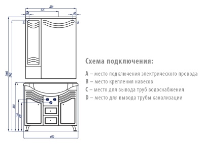 Тумба под раковину Акватон Домус 95 1A061301DO010 белая глянцевая