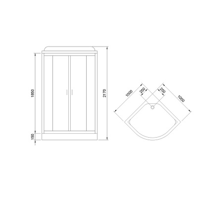 Душевая кабина Royal Bath НК 100x100 RB100HK6-BT-CH стекло прозрачное задняя стенка Черная