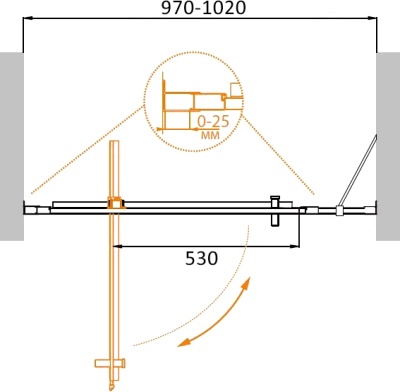 Душевая дверь Cezares Molveno BA-11 100 MOLVENO-BA-11-80+20-P-Cr профиль Хром стекло рифленое