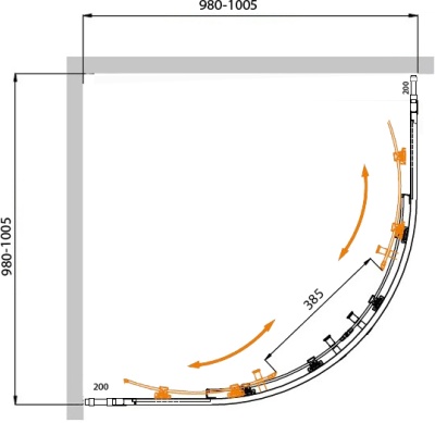 Душевой уголок Cezares Molveno R-22 100х100 MOLVENO-R-22-80+20-P-Cr профиль Хром стекло рифленое
