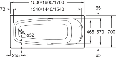 Акриловая ванна Roca Sureste N 160x70 ZRU9302787 без гидромассажа