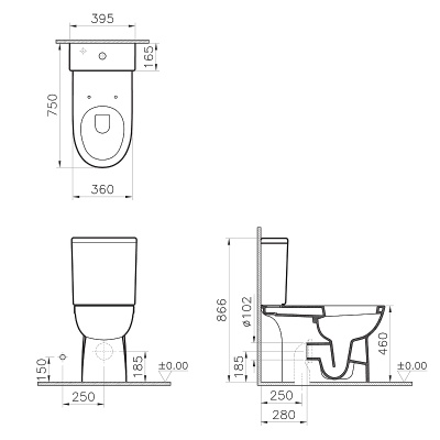 Унитаз компакт Vitra Special Needs Conforma 9832B003-7204 с бачком и сиденьем