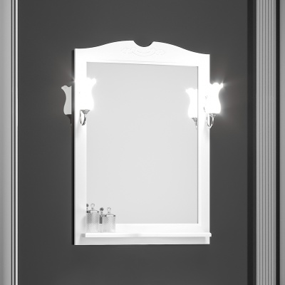 Комплект мебели для ванной Opadiris Тибет 70 с решеткой Белый матовый со светильником Рустика Хром