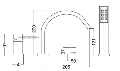 Смеситель на борт ванны Bugnatese Inside 9255Q CR (хром)