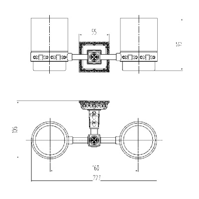 Стакан для зубных щеток Milacio Alicante MC.914.BR двойной Бронза Стакан для зубных щеток Milacio Alicante MC.914.BR двойной Бронза